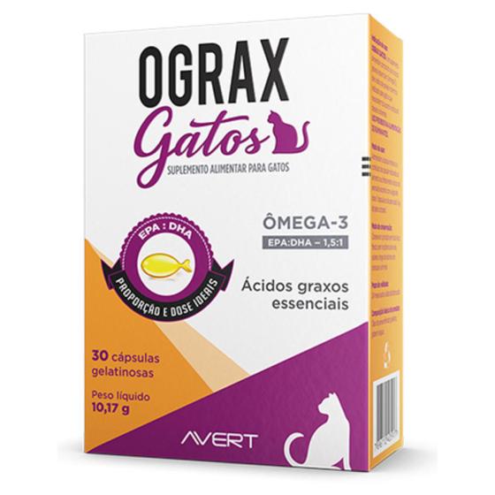 Imagem de Ograx gatos 30 capsulas suplemento pele pelo omega