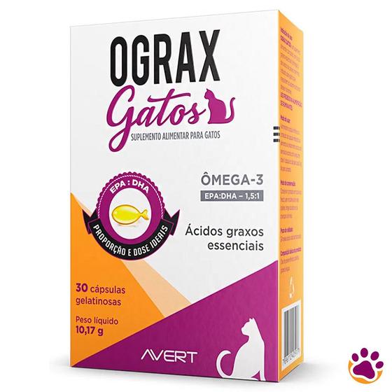 Imagem de Ograx Gatos Suplemento Alimentar Para Gatos - 30 Cápsulas - Avert