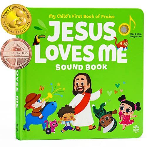 Imagem de Olá 2 Crianças Jesus Me Ama - Livro de Som - 6 Botão Brinquedo Musical Cristão - Canções Bíblicas e Ilustrações - Presente para a Páscoa, Batismos, Aniversários, Crianças, Bebê