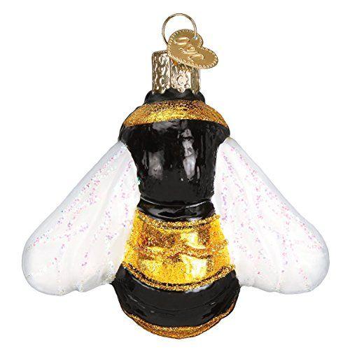 Imagem de Old World Christmas Bee Collection Glass Blown Ornamentos para Árvore de Natal Bumblebee