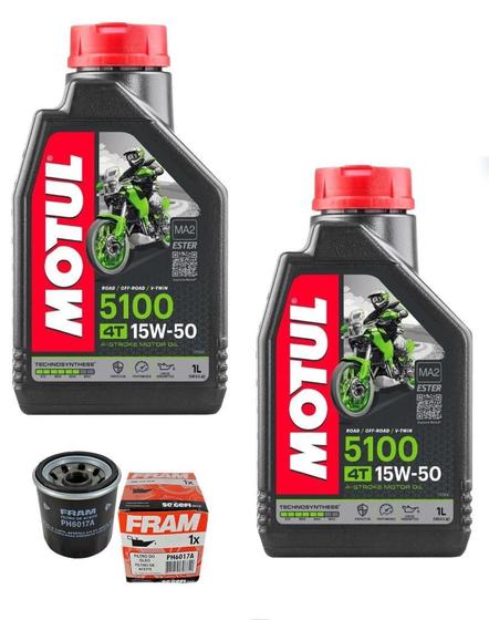 Imagem de Óleo 2L Motul 5100 15W50 Api Sm Sl + Filtro Oleo Fram Ph6017