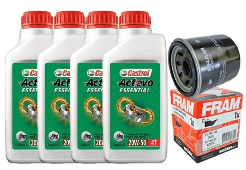 Imagem de Óleo 4L 4T Castrol 20W50 Mineral + Filtro Fram Ph6017