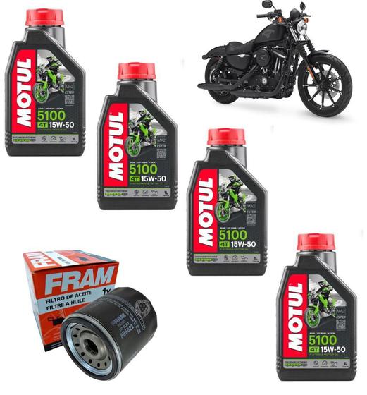 Imagem de Óleo 4L Motul 5100 15W50 Filtro Fram Ph 6022 Harley Davidson