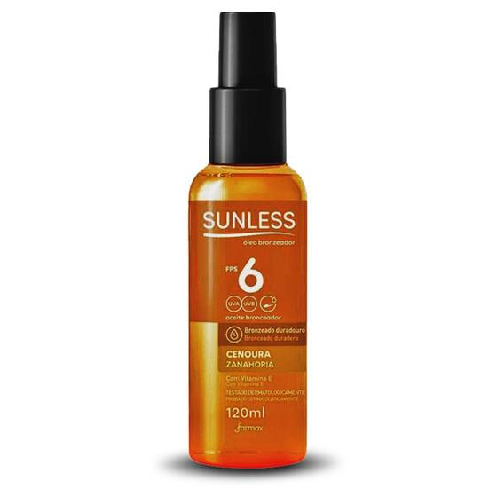 Imagem de Óleo Bronzeador Cenoura e Vitamina E Farmax FPS6 120ml