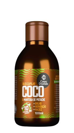 Imagem de Óleo Capilar - Óleo de Coco e Manteiga de Pistache - 100mL - Corpo Dourado