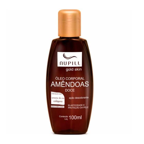 Imagem de Óleo Corporal de Amêndoas Doce Nupill Gold Skin Semente de Uva e Colágeno 100ml