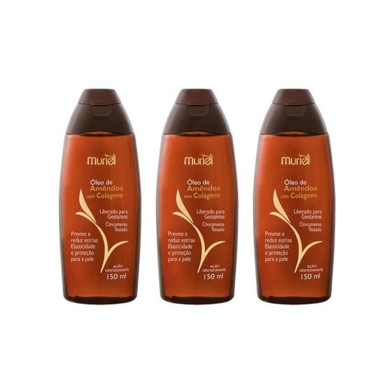 Imagem de Oleo Corporal Muriel 150Ml Amendoas Com Colageno - Kit C/3Un