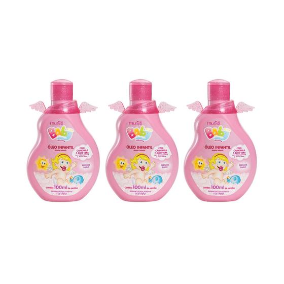 Imagem de Oleo Corporal Muriel Baby 100ml Rosa - Kit C/ 3un