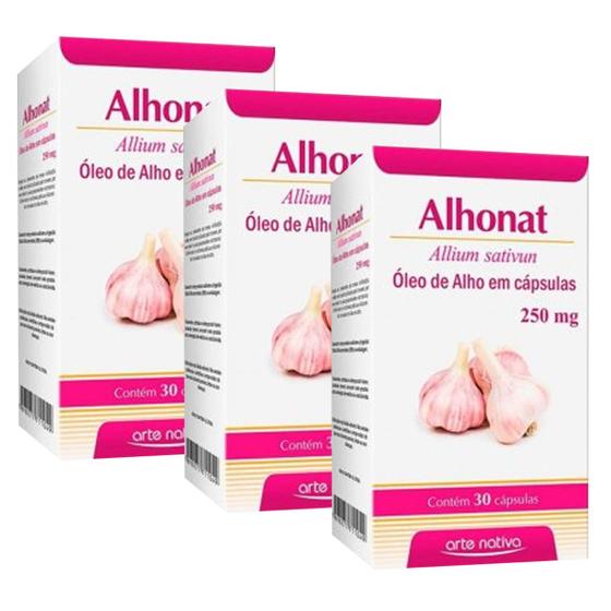 Imagem de Óleo de Alho Alhonat 250mg com 30 Capsulas Kit c/ 3 Unidades