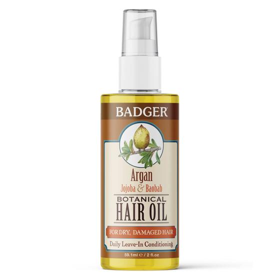 Imagem de Óleo de cabelo Badger Argan com jojoba e baobá 60 ml para cabelos secos