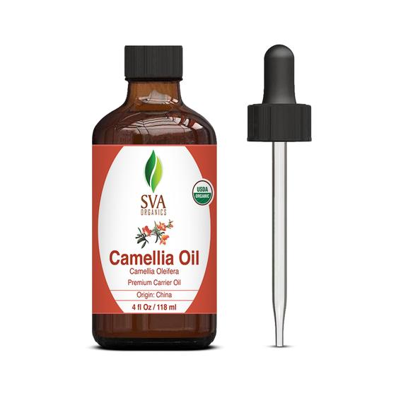 Imagem de Óleo de camélia Carrier Oil SVA 118 mL com conta-gotas para pele e cabelo