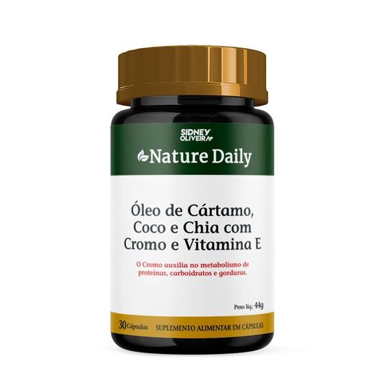Imagem de Óleo de Cártamo, Coco Chia com Cromo Vitamina E Nature Daily 30 Cáps - Suplemento alimentar poderoso