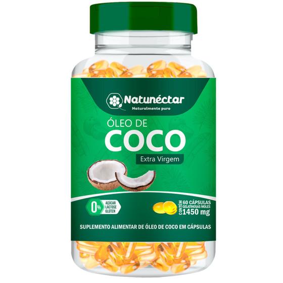 Imagem de Óleo de Coco Encapsulado Suplemento Alimentar Natural Extra Virgem Pura Sabor Original Natunectar 60 Capsulas