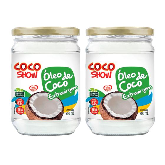 Óleo de Coco ExtraVirgem 500ml Coco Show Kit 2 Uni Menor preço em Óleo de Coco ExtraVirgem 500ml Coco Show Kit 2 Uni
