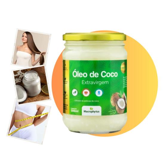 Óleo de coco Extravirgem -Extraído da Película do coco 500ml - Macrophyus Menor preço em Óleo de coco Extravirgem -Extraído da Película do coco 500ml - Macrophyus
