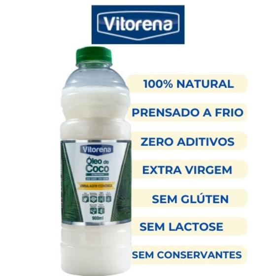 Imagem de Óleo De Coco Extravirgem Vitorena 900ml Natural Sem Cheiro Sem Sabor