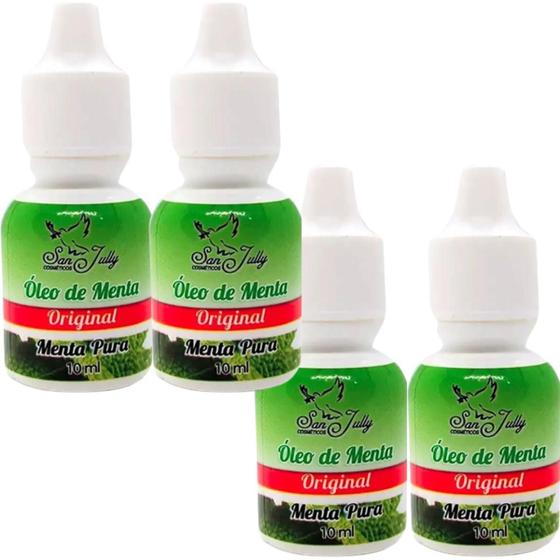 Imagem de Óleo de Menta San Jully Menta Pura Frasco 10ml Kit 4 Unidades