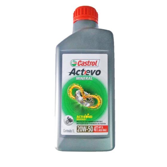 Oleo De Moto Castrol Actevo 20w50 Mineral 4T API SL 1lt Menor preço em Oleo De Moto Castrol Actevo 20w50 Mineral 4T API SL 1lt