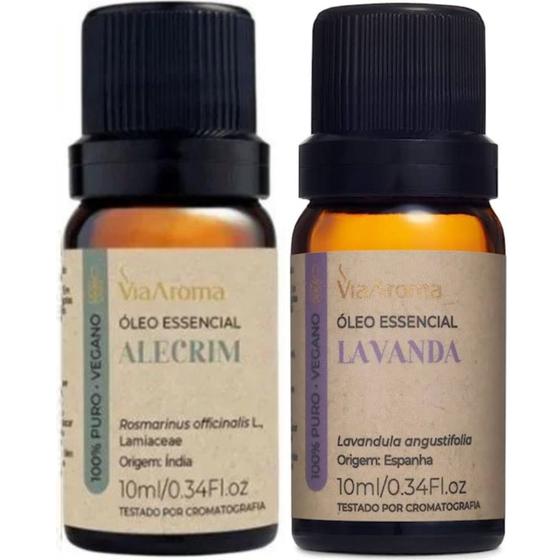 Imagem de Óleo Essencial de Alecrim e de Lavanda Via Aroma Puros Para Aromaterapia
