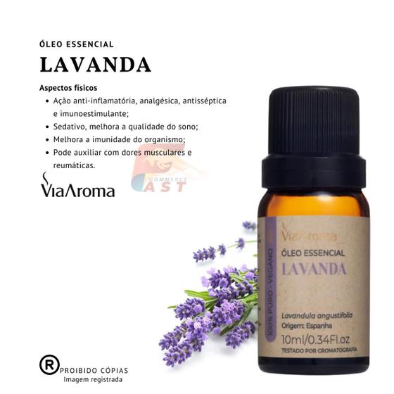 Imagem de Oleo Essencial de Lavanda 100% Puro Natural Via Aroma Frasco 10ml