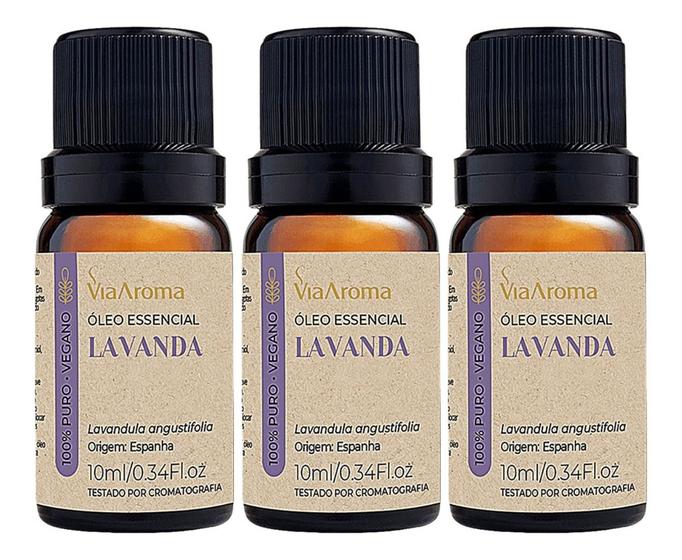 Óleo Essencial Lavanda 100% Puro Natural Via Aroma 3unidades