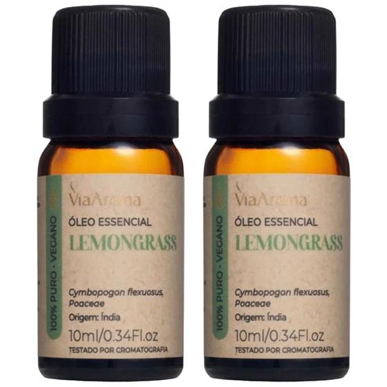 Imagem de Óleo Essencial Lemongrass (capim Limão) Via Aroma 10ml - 2 Unidades