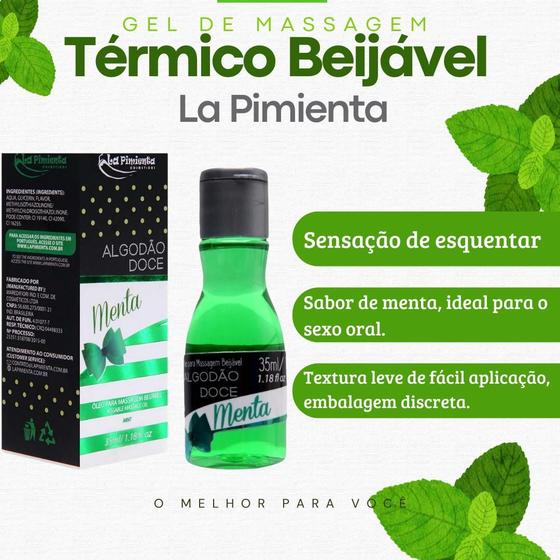 Imagem de Óleo Excitante Beijável Coméstivel Algodão Doce Aroma de Menta Hot 35ml La Pimienta