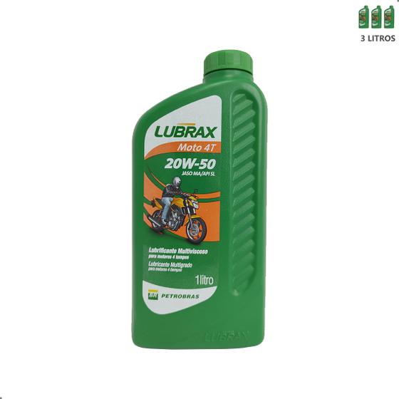 Imagem de Óleo Lubrax Sae 20w50 Para Motocicletas API SL 1L Kit C/3