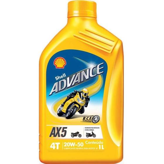 Imagem de Óleo Lubrificante do Motor Shell Advance AX5 4T 20W50 Mineral 1L para Motocicleta