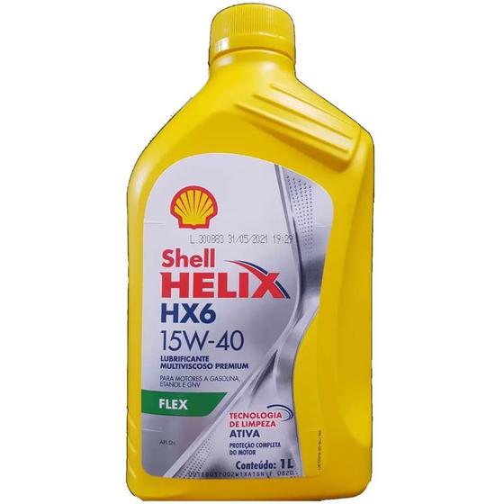 Imagem de Óleo Lubrificante do Motor Shell Helix HX6 Flex 15W40 Semissintético API SN 1L