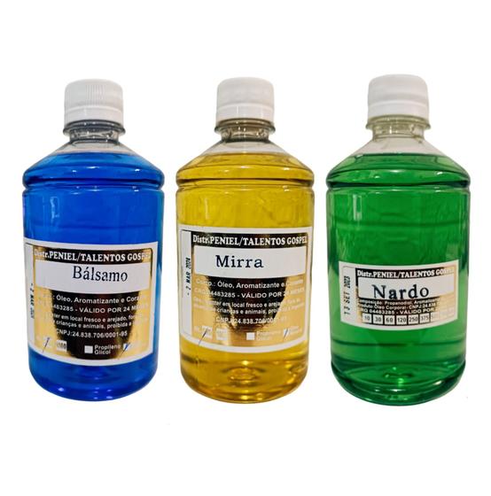 Imagem de Oleo Milagroso Perfumado Unção Cura Dores Feridas Pela Fé - Mirra Nardo Bálsamo 500Ml Cada Kit 3