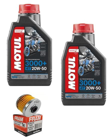 Imagem de Óleo Motul 20W50 2L + Filtro Fram Twister Falcon Xre Cb 300