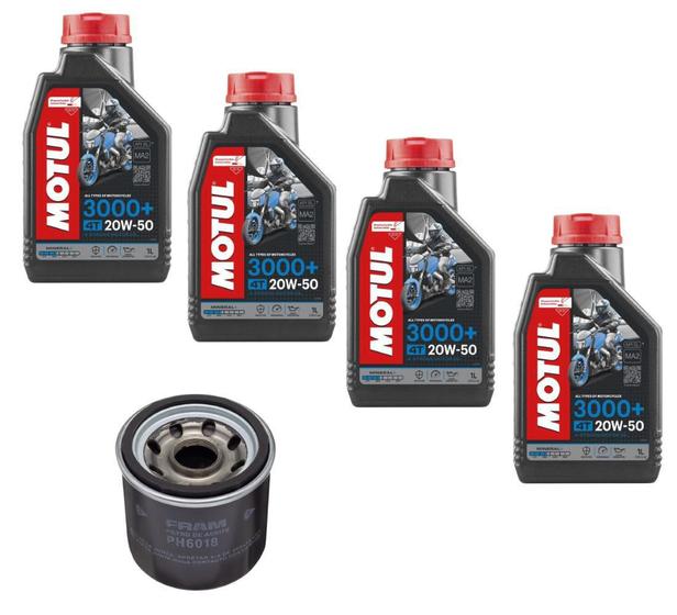 Imagem de Óleo Motul 20W50 Mineral 4L + Filtro Fram Ph6018 Suzuki