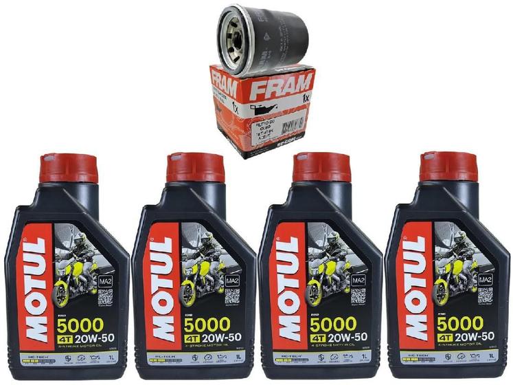 Imagem de Óleo Motul 5000 20W50 4 Litros + Filtro Fram 6018 Suzuki