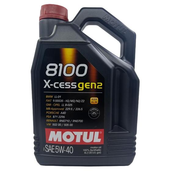 Óleo Motul 8100 Xcess Gen2 5w40 Sintético Galão 4 Litros Lubrificante para Moto Magazine Luiza