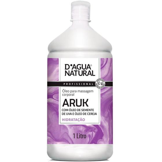 Imagem de Óleo para Massagem Corporal Dagua Natural Aruk com óleo de semente de uva e cereja 1L Hidratação