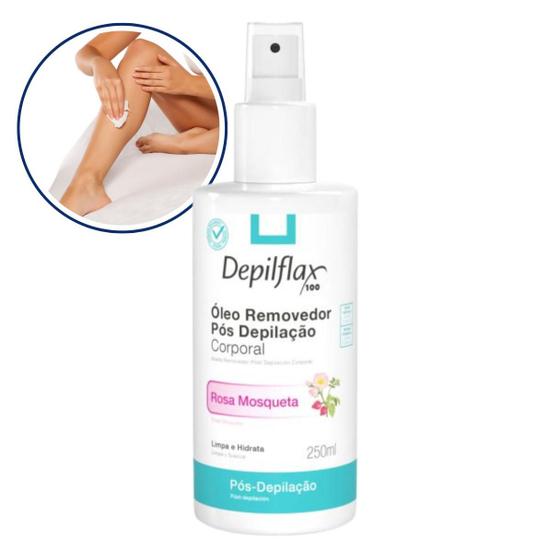 Imagem de Óleo Removedor Cera Pós Depilação Corporal e Facial 250ml Limpa Hidrata Depilflax