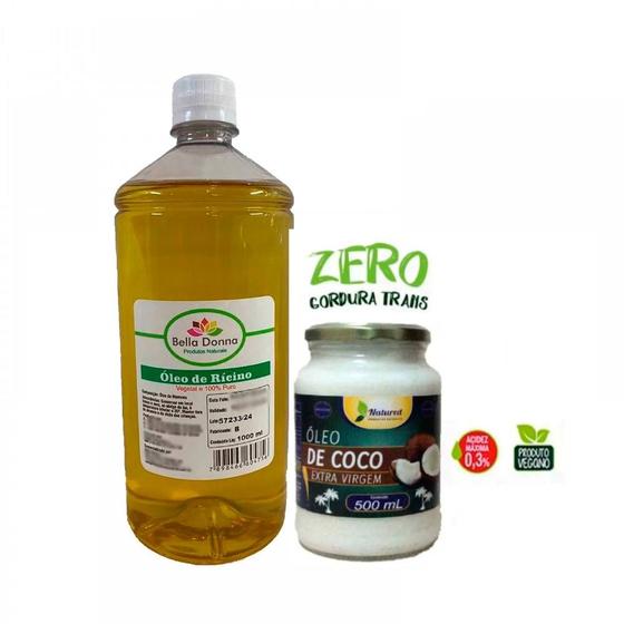 Óleo Rícino Puro 1 Lt + 1 Óleo De Coco 500ml Extra Virgem Menor preço em Óleo Rícino Puro 1 Lt + 1 Óleo De Coco 500ml Extra Virgem