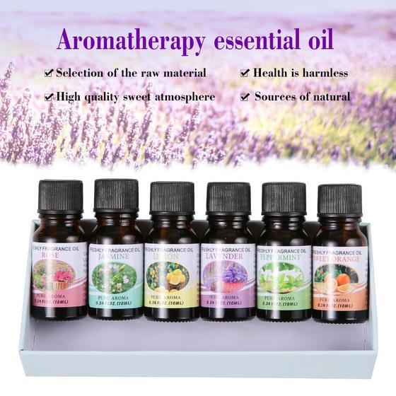 Imagem de óleos essenciais topo 6 presente conjunto, 100% nature puro para aromaterapia  umidificador, massagem, difusor