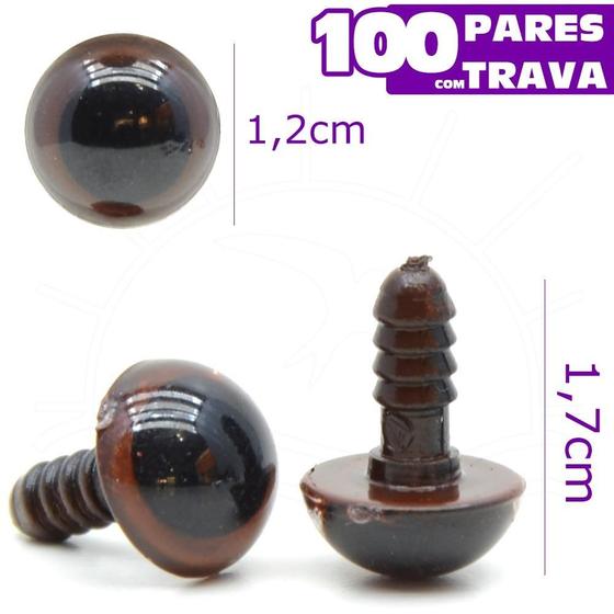 Imagem de Olho para Amigurumi Círculo Nº 12 Castanho - 100 Pares com Trava
