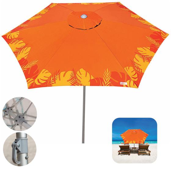 Imagem de Ombrelone Guarda Sol 2,4m Sombreiro Alumínio Malibu Beach Jardim Praia Piscina Camping Laranja - 1800 Tobee