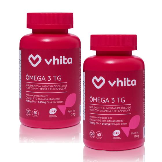 Ômega 3 1000mg TG - Importado e Rico EPA DHA Com Selo IFOS e Vitamina E de 120 cápsulas Vhita 2 unidades Menor preço em Ômega 3 1000mg TG - Importado e Rico EPA DHA Com Selo IFOS e Vitamina E de 120 cápsulas Vhita 2 unidades