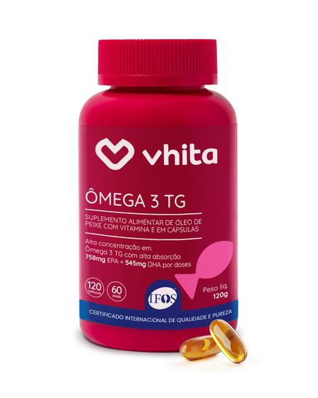 Ômega 3 1000mg TG - Importado e Rico EPA DHA Com Selo IFOS e Vitamina E de 120 cápsulas Vhita Menor preço em Ômega 3 1000mg TG - Importado e Rico EPA DHA Com Selo IFOS e Vitamina E de 120 cápsulas Vhita