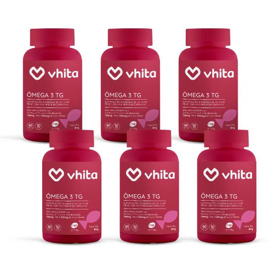 Ômega 3 1000mg TG - Importado e Rico EPA DHA Com Selo IFOS e Vitamina E de 60 caps - (6 unidades) Vhita Menor preço em Ômega 3 1000mg TG - Importado e Rico EPA DHA Com Selo IFOS e Vitamina E de 60 caps - (6 unidades) Vhita