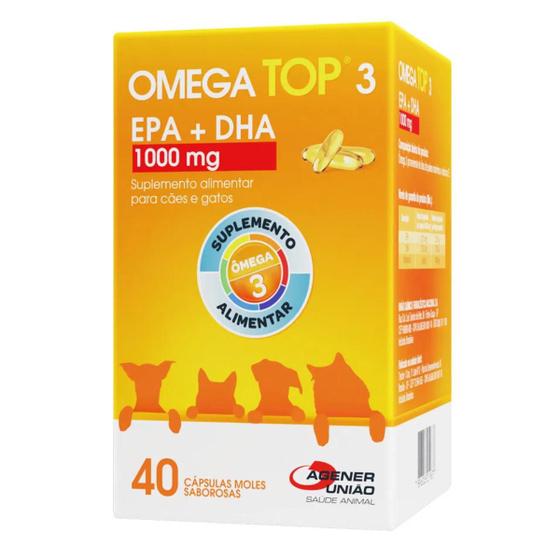 Omega 3 1000mg Top 3 Para Cachorro E Gato Suplemento Agener Ômega 3