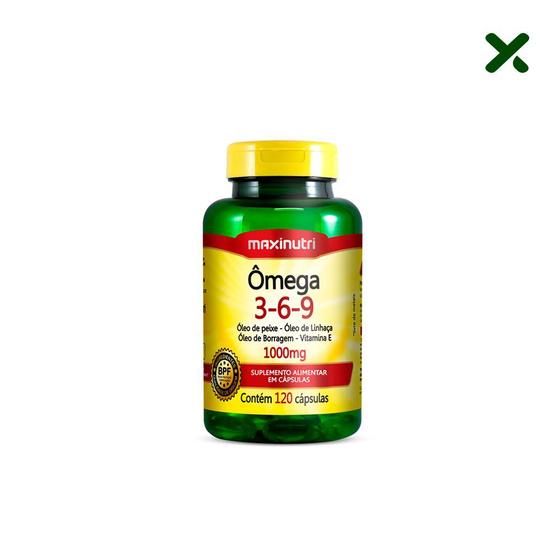 Imagem de Ômega 3 6 9 Linhaça Borragem Vitamina E 1000mg 120 Cáps Loja Maxinutri