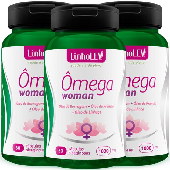 Ômega 369 Mulher Woman 3 Frascos 1000mg LinhoLev Ômega 3, 6, 9