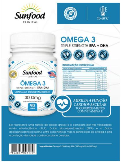 Omega 3 90 caps 3000mg sunfood Menor preço em Omega 3 90 caps 3000mg sunfood