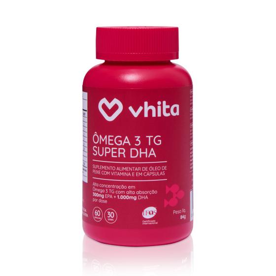 Imagem de Ômega 3 DHA 1000mg Com Vitamina E Rico Em DHA - Tecnologia TG e Selo IFOS 60 cápsulas - Vhita