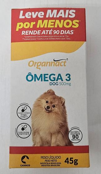 Ômega 3 Dog 500mg 90cps Organnact Menor preço em Ômega 3 Dog 500mg 90cps Organnact
